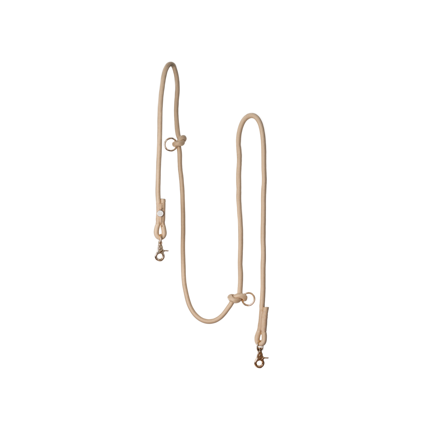 Beige leather dog leash on a white background