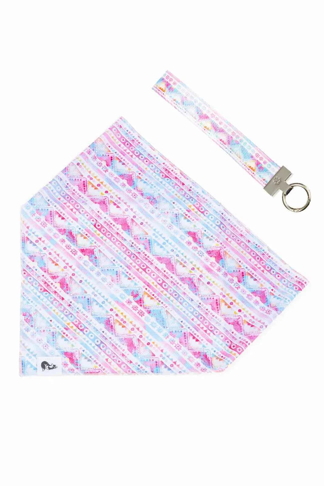 Pink and Blue Tribal Dog Bandana & Matching Keychain
