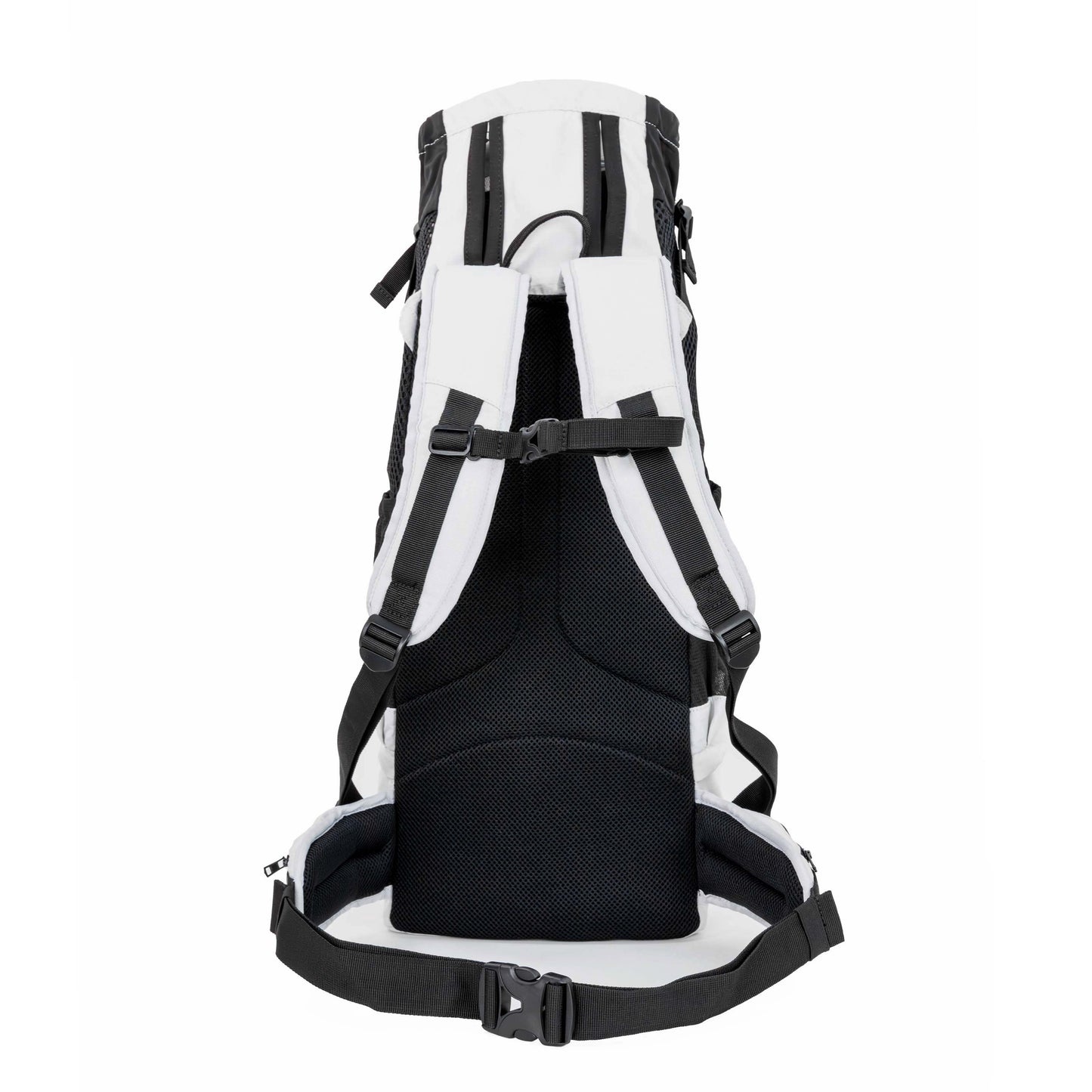 Black and white backpack on a white background