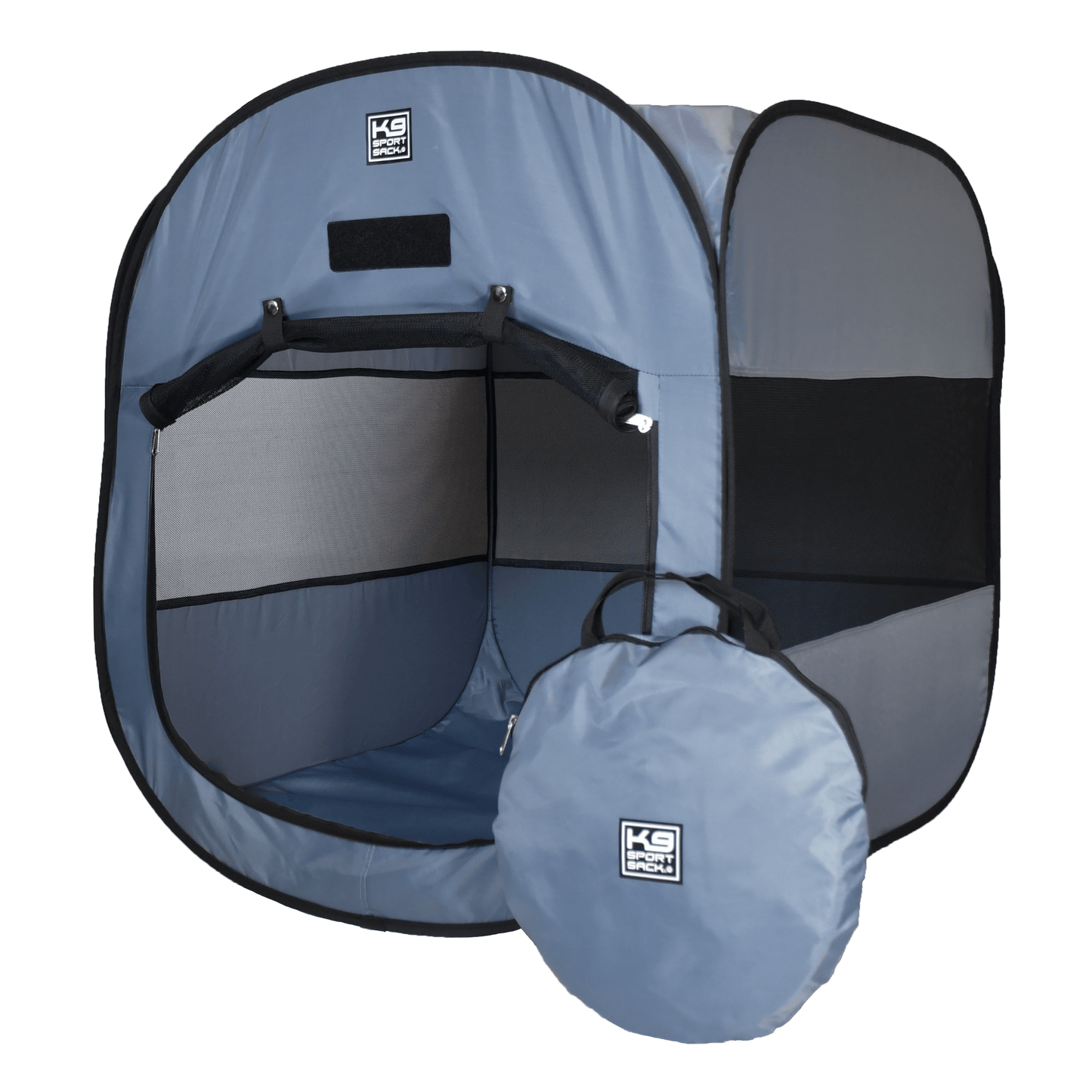 Pop-up tent with carrying bag on a white background