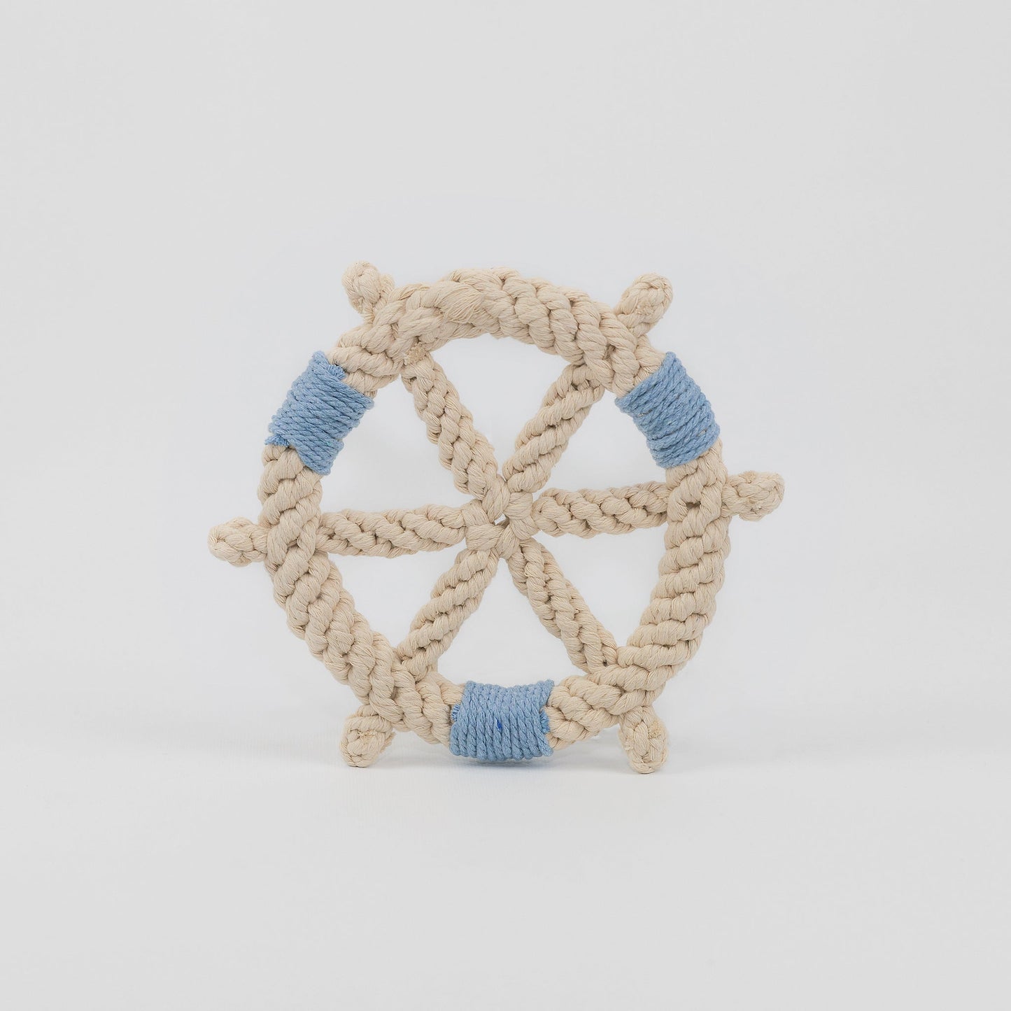 Nautical Rope Ship Wheel Dog Toy Blue