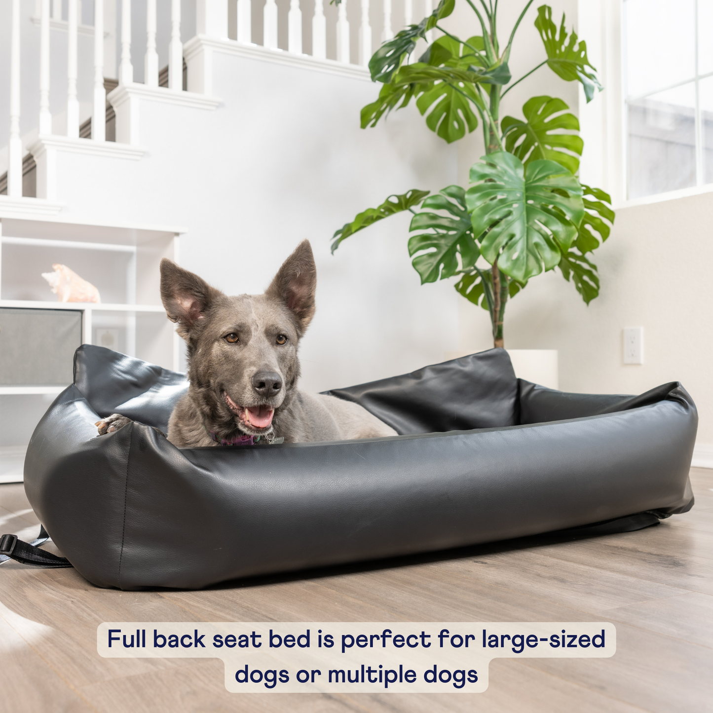PupProtector™ Faux Leather Memory Foam Dog Car Bed in Black Full Back Seat converts to travel bed