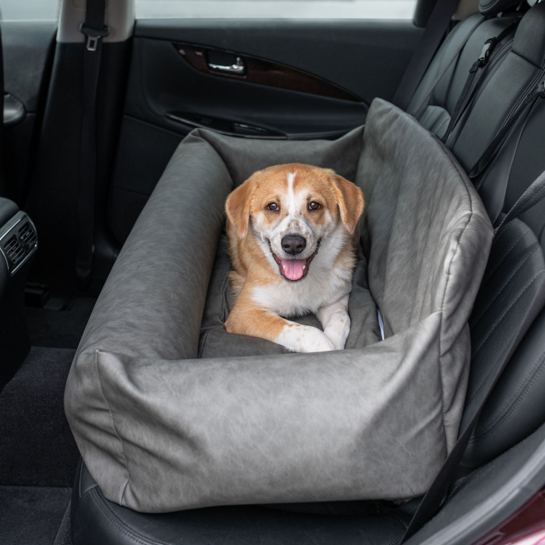 PupProtector™ Faux Leather Memory Foam Dog Car Bed in Slate Gray