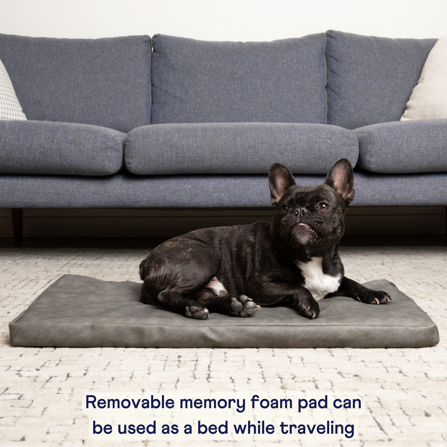 PupProtector™ Faux Leather Memory Foam Dog Car Bed in Slate Gray memory foam pad