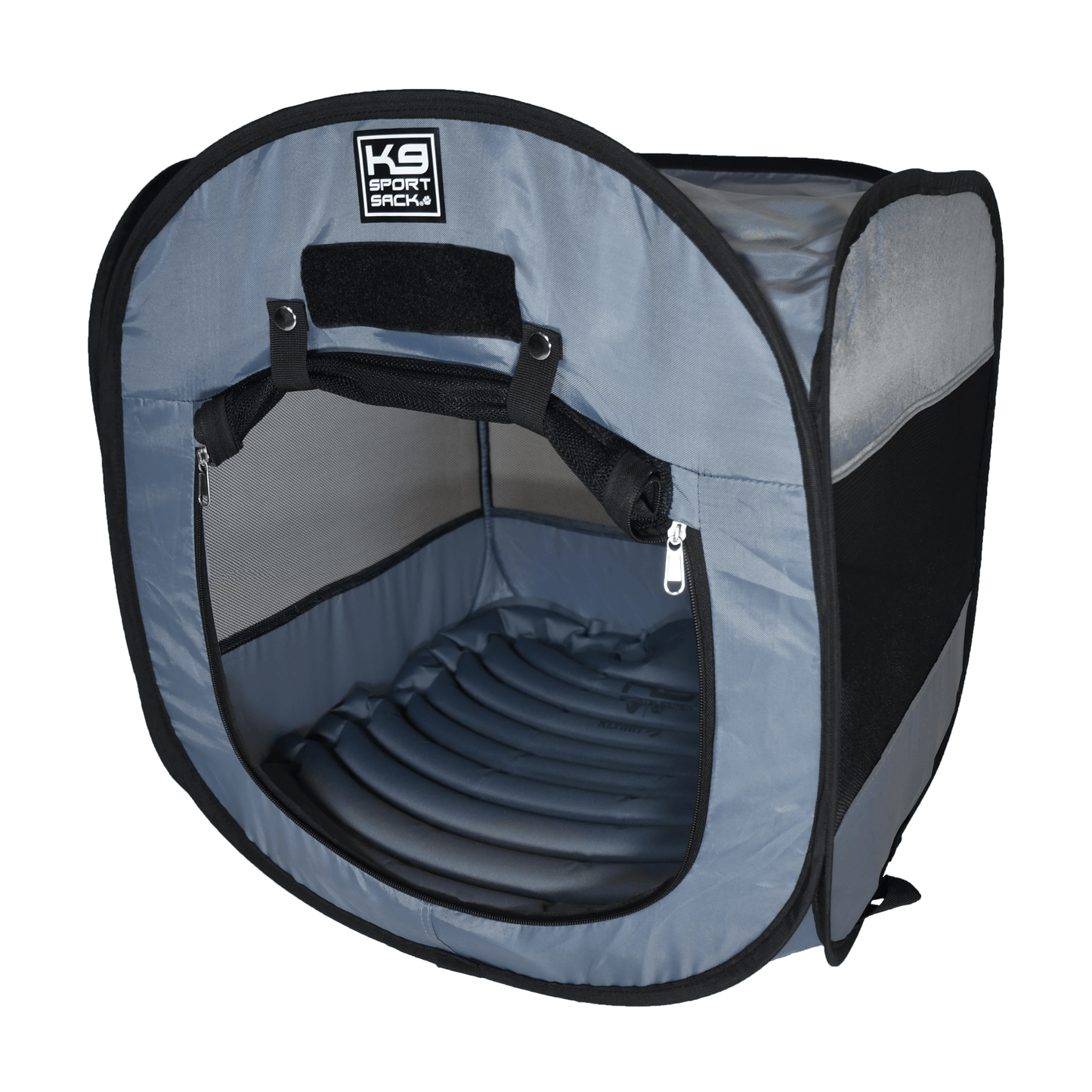 Pet carrier with K9 Sport logo on a white background