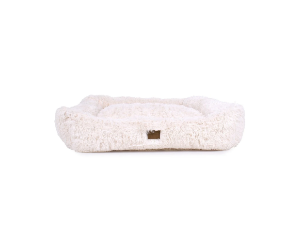 Teddy Bear Faux Fur Kuddler Dog Bed in White Front
