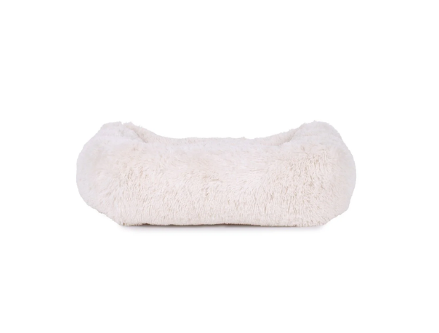 Teddy Bear Faux Fur Kuddler Dog Bed in White Back
