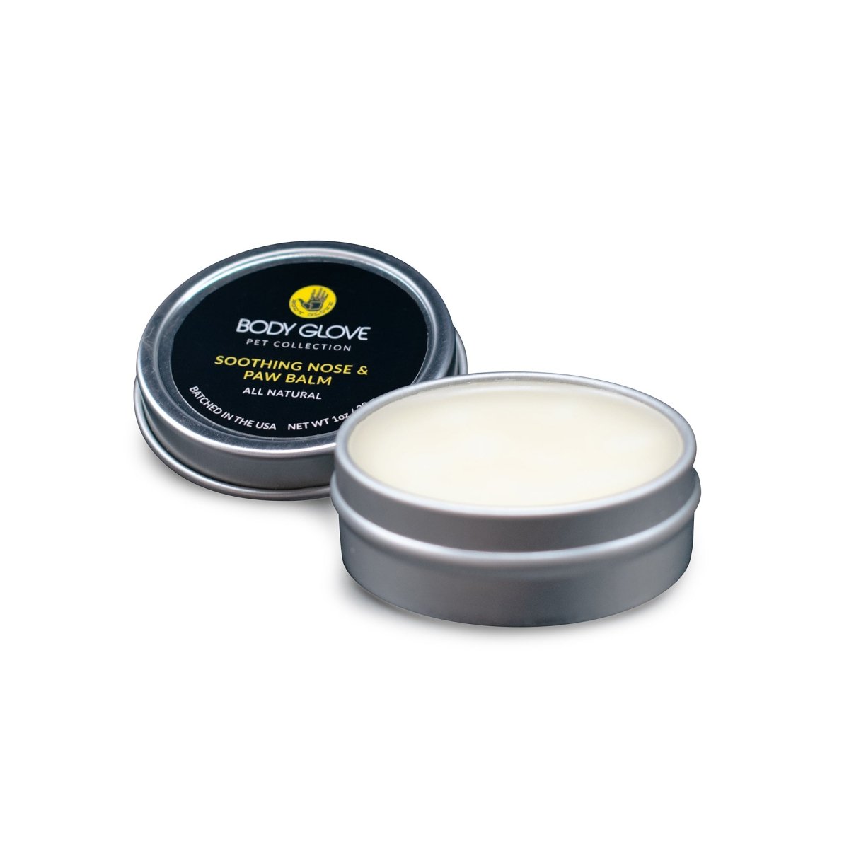 Body Glove pet collection balm in a tin on a white background