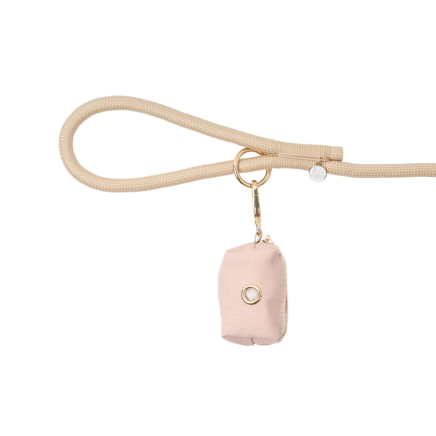 Pink pouch with a strap on a white background