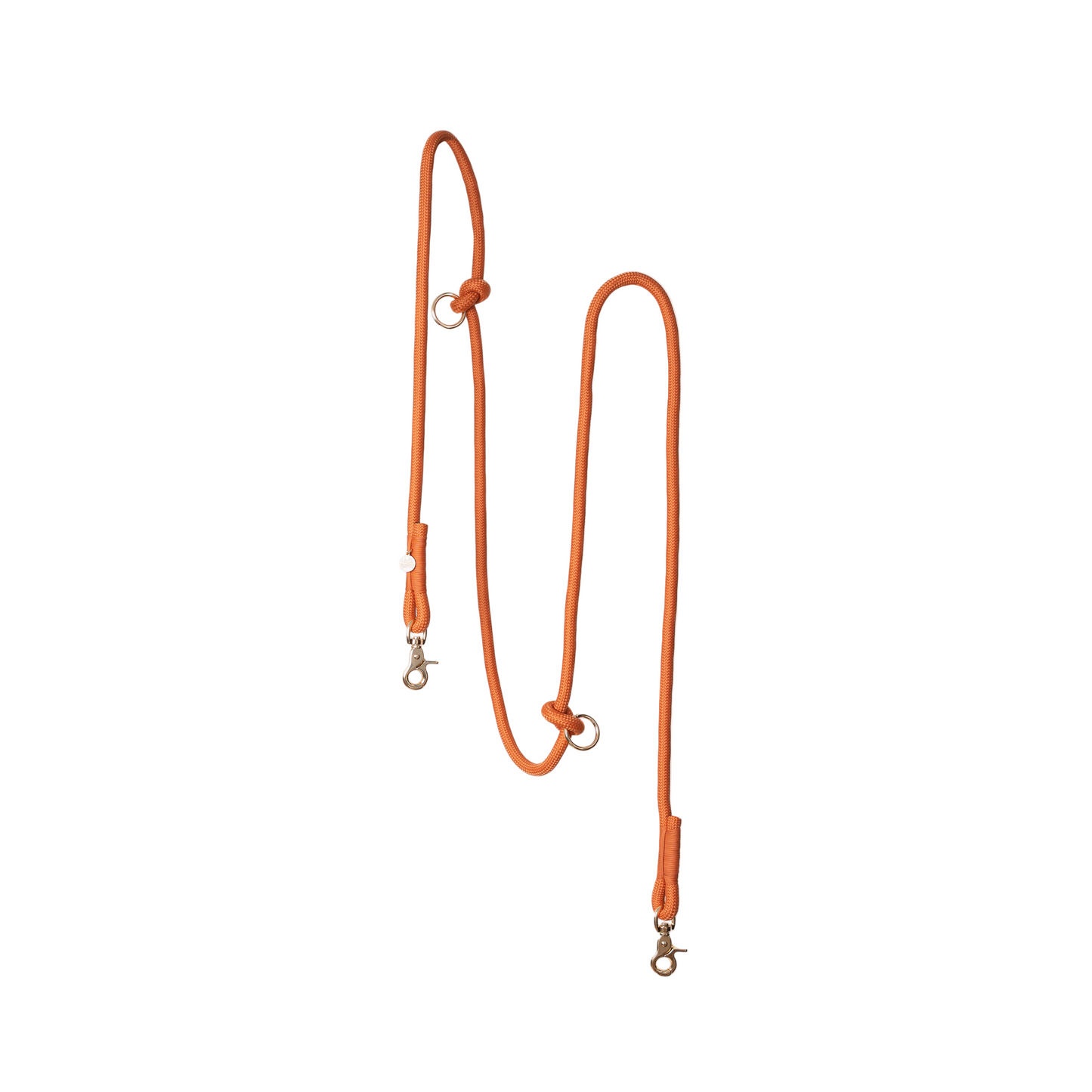 Orange dog leash on a light gray background