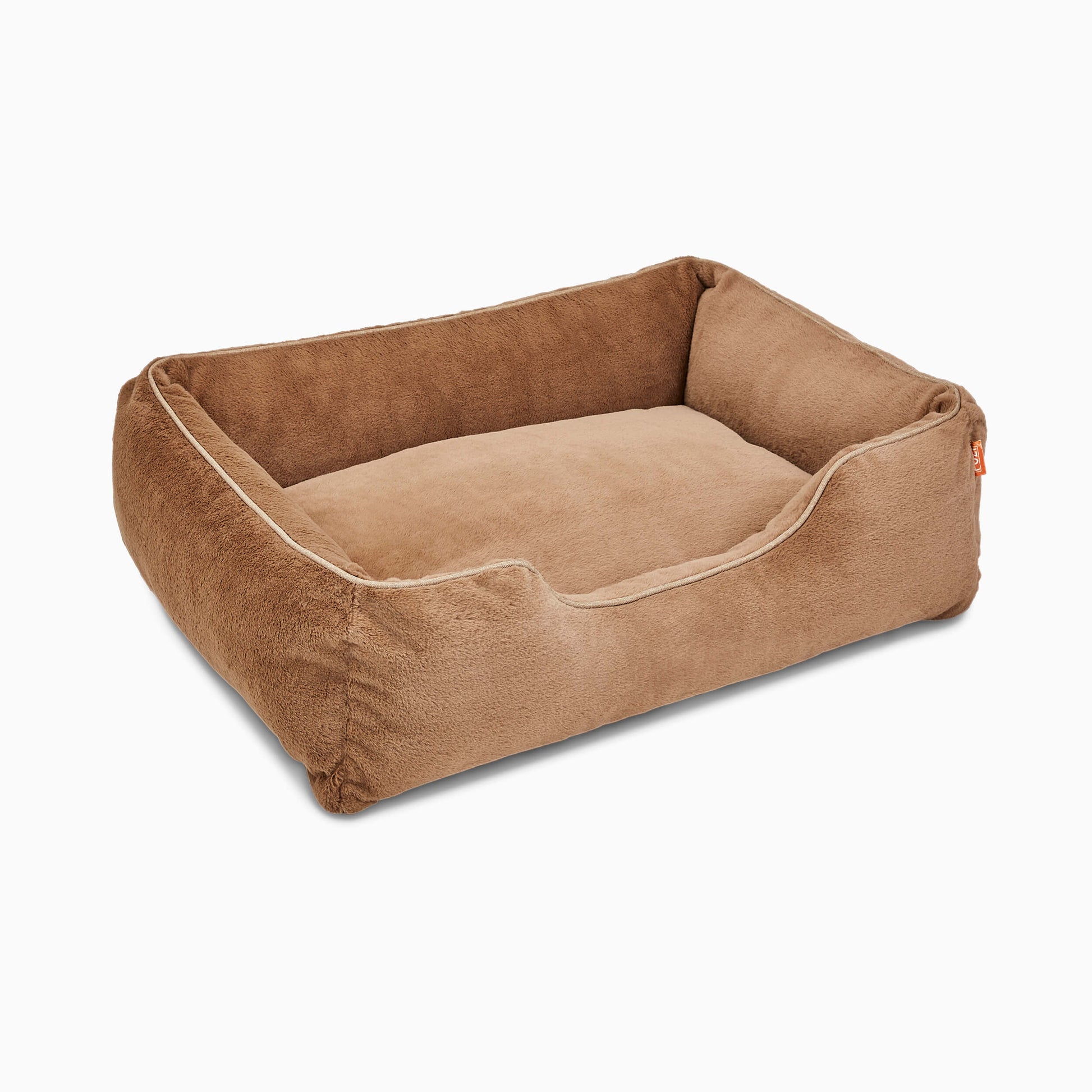Brown pet bed on a white background
