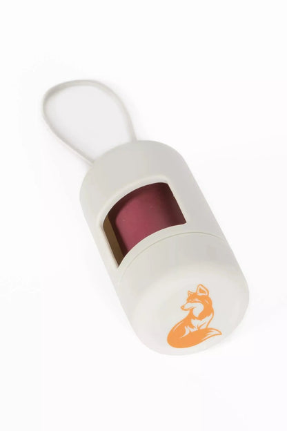 White and red object with a logo on a white background