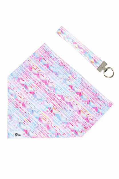 Pink and Blue Tribal Dog Bandana & Matching Keychain