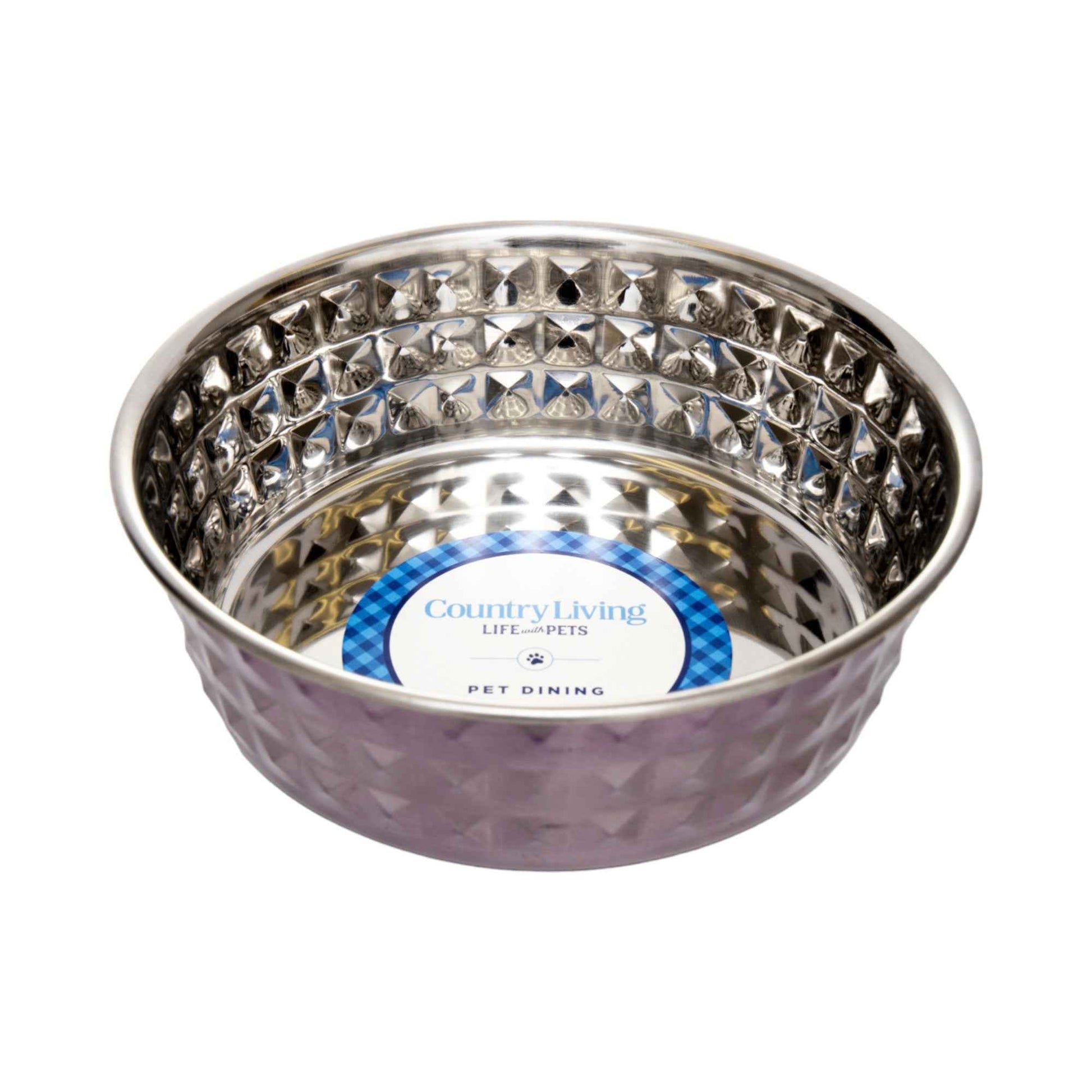 Country Living Set of 2 Hammered Stainless Steel Dog Bowls – Lavender