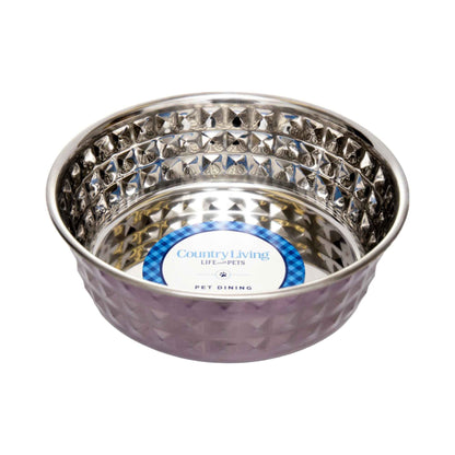 Country Living Set of 2 Hammered Stainless Steel Dog Bowls – Lavender