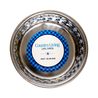 Country Living Set of 2 Hammered Stainless Steel Dog Bowls – Lavender