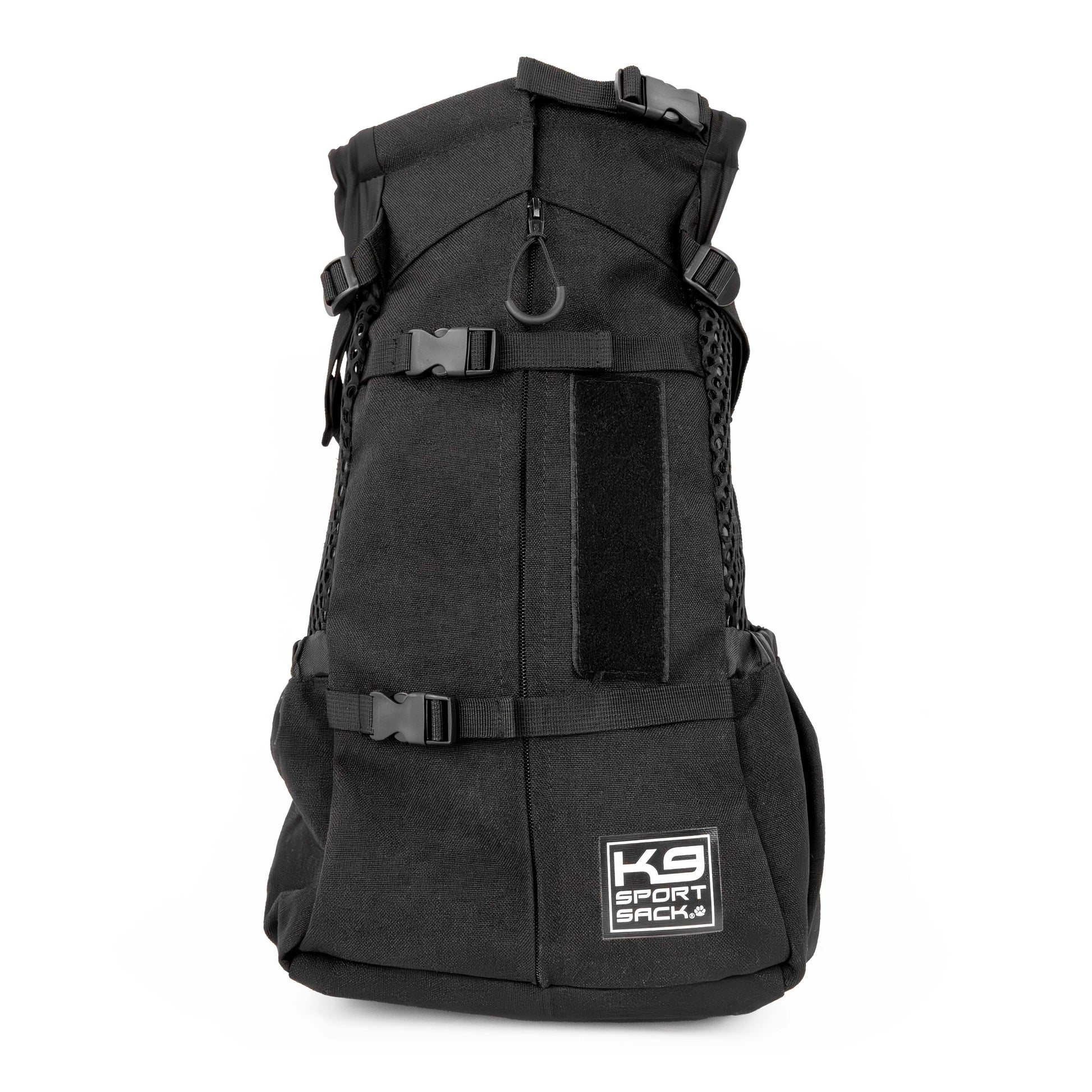 Black backpack with K9 Sport Bag logo on a white background