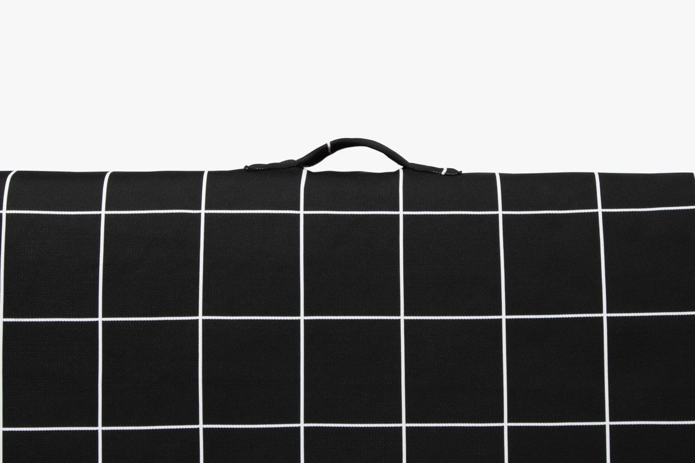 Black Grid Orthopedic Dog Bed Handle