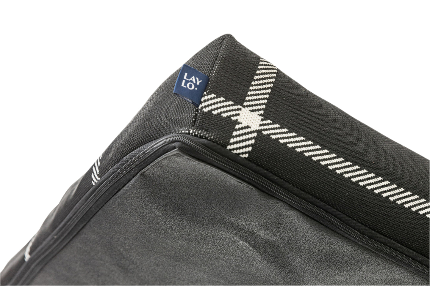 Black Plaid Orthopedic Dog Bed Up Close