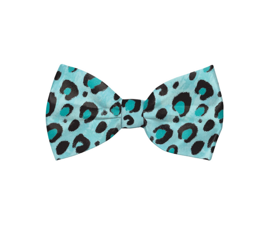 Blue Cheetah Print Dog Bow Tie