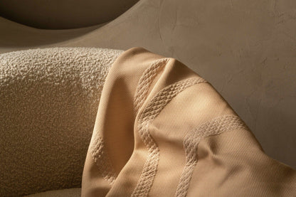 Brigette Romanek Luxury Pet Throw Blanket in Taupe On Chair