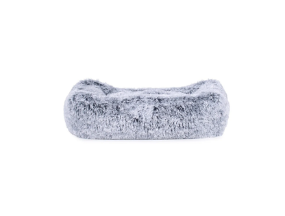 Teddy Bear Faux Fur Kuddler Dog Bed in Gray