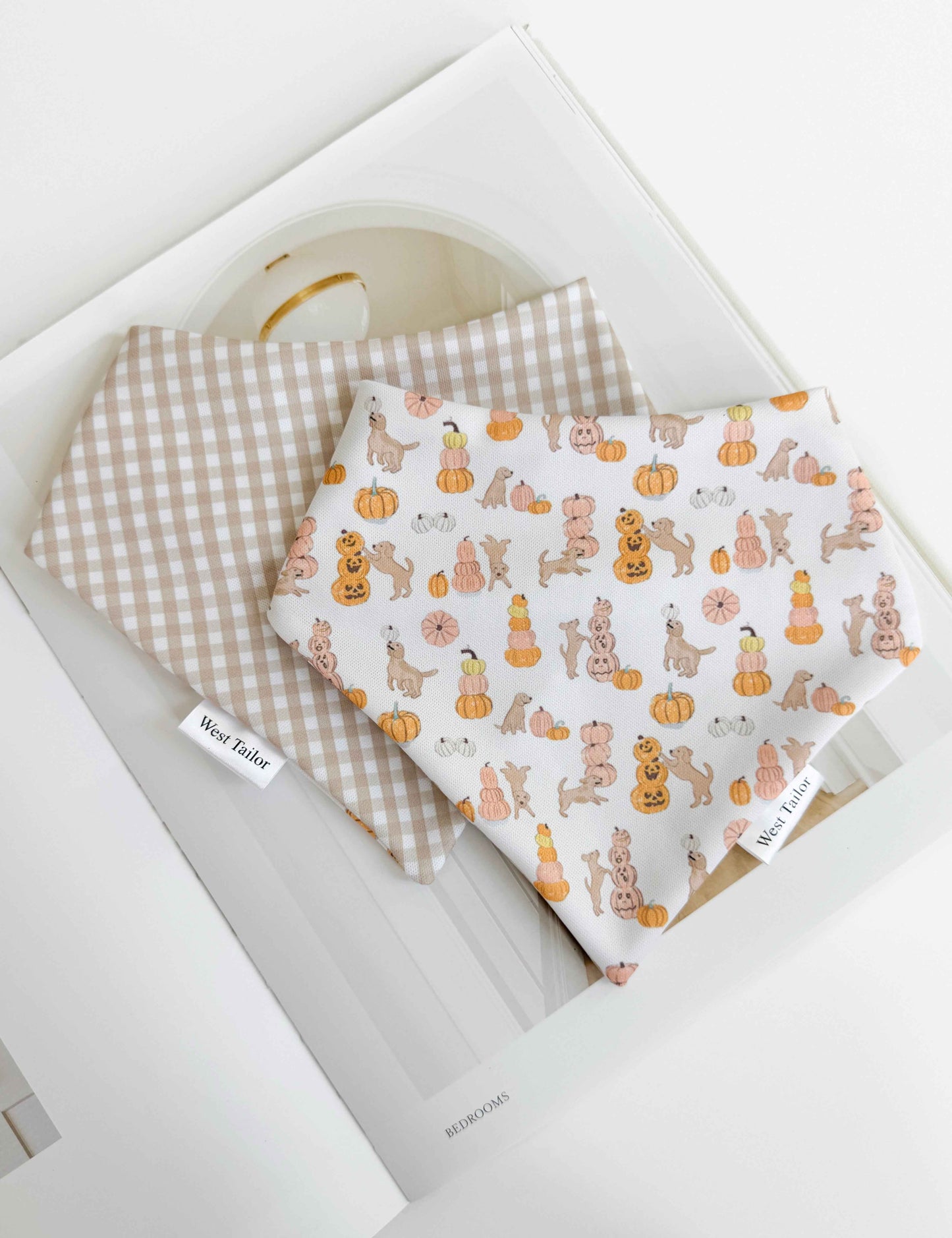 Reversible dog bandana on white background