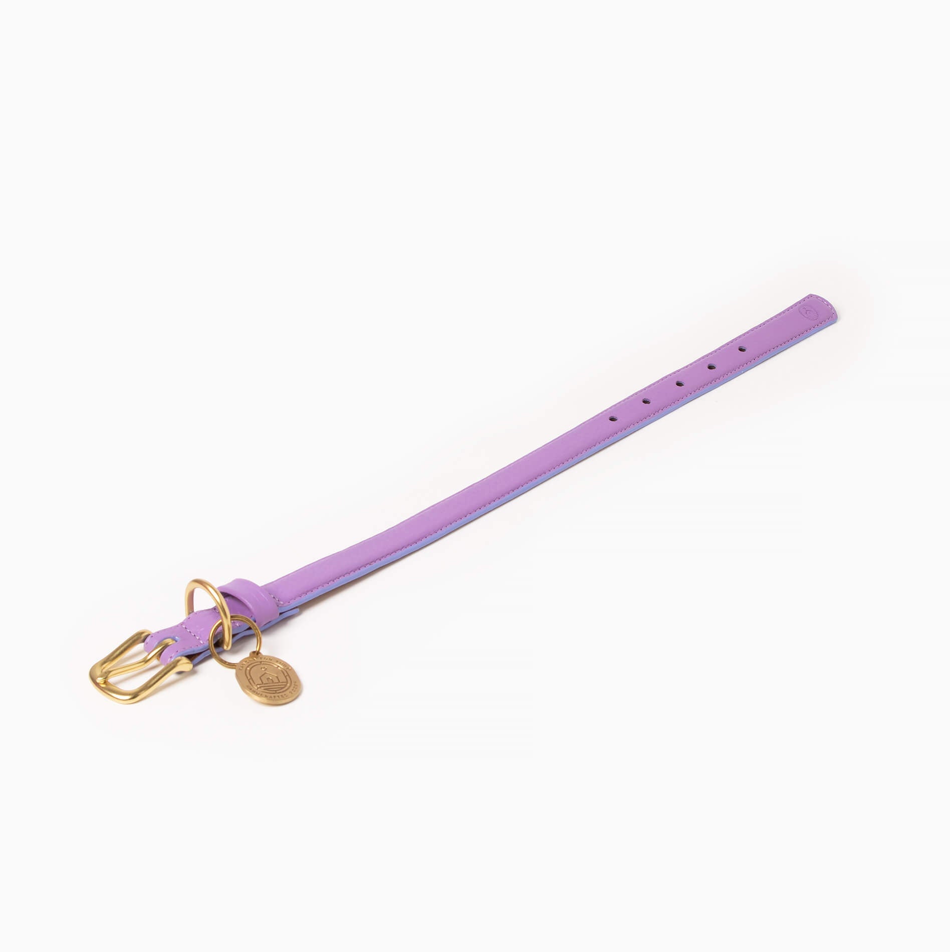 Purple belt with gold buckle on a white background