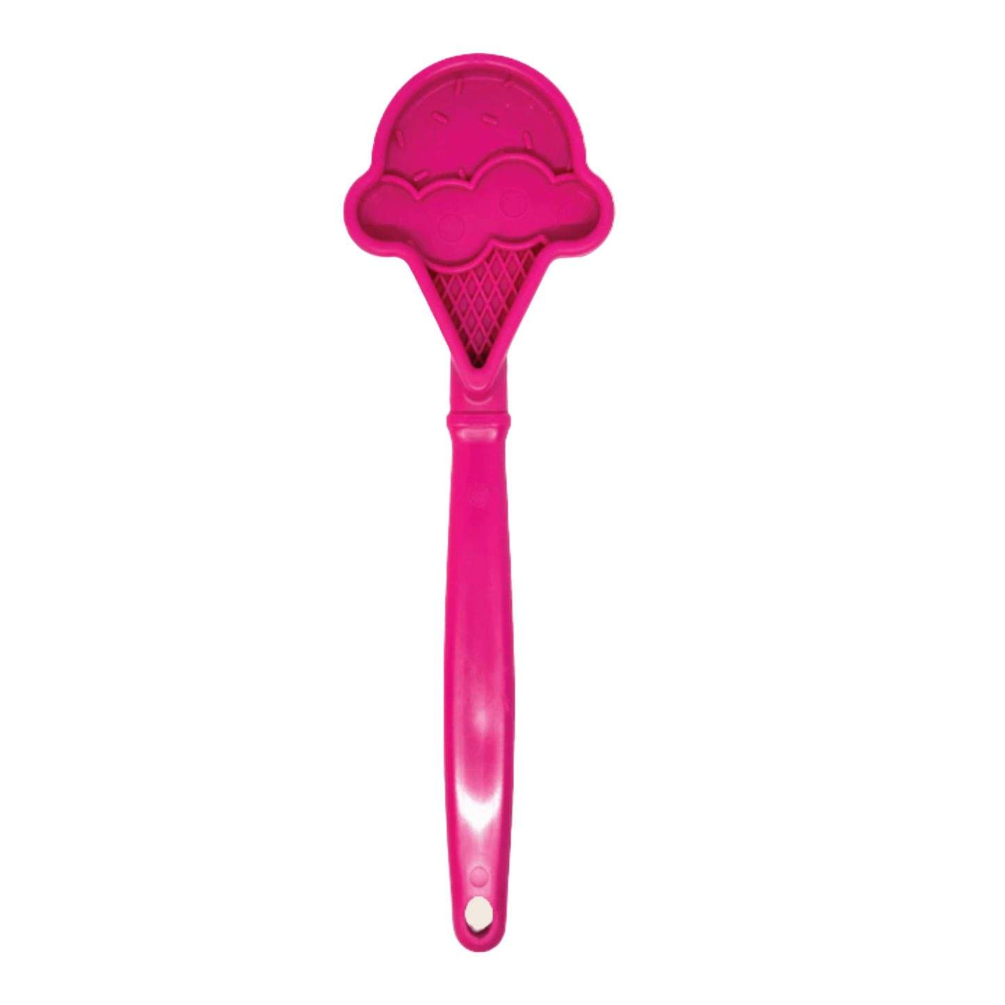 Pink ice cream scoop dog lick stick toy on a white background