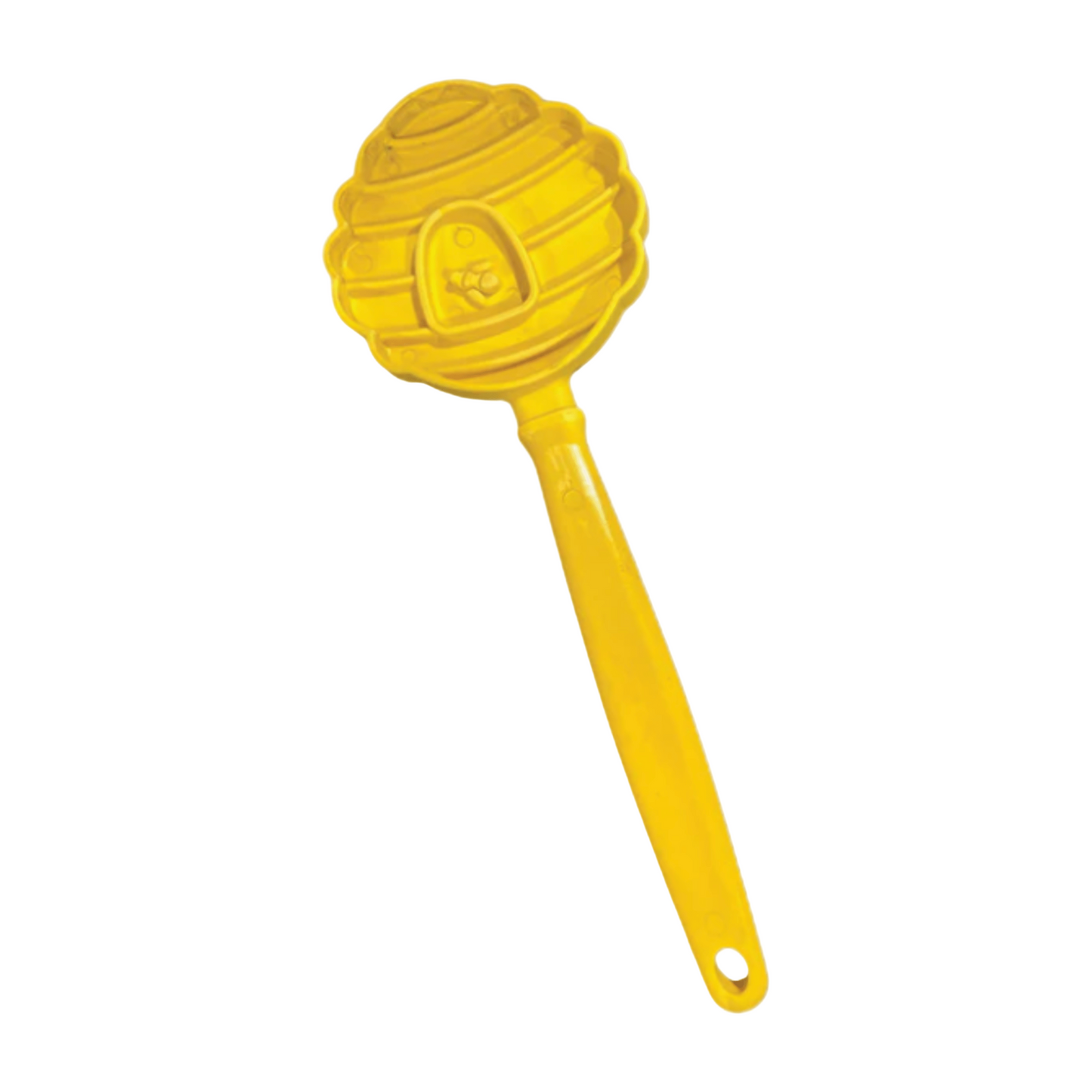 Yellow honeycomb-shaped dog lick toy on a white background