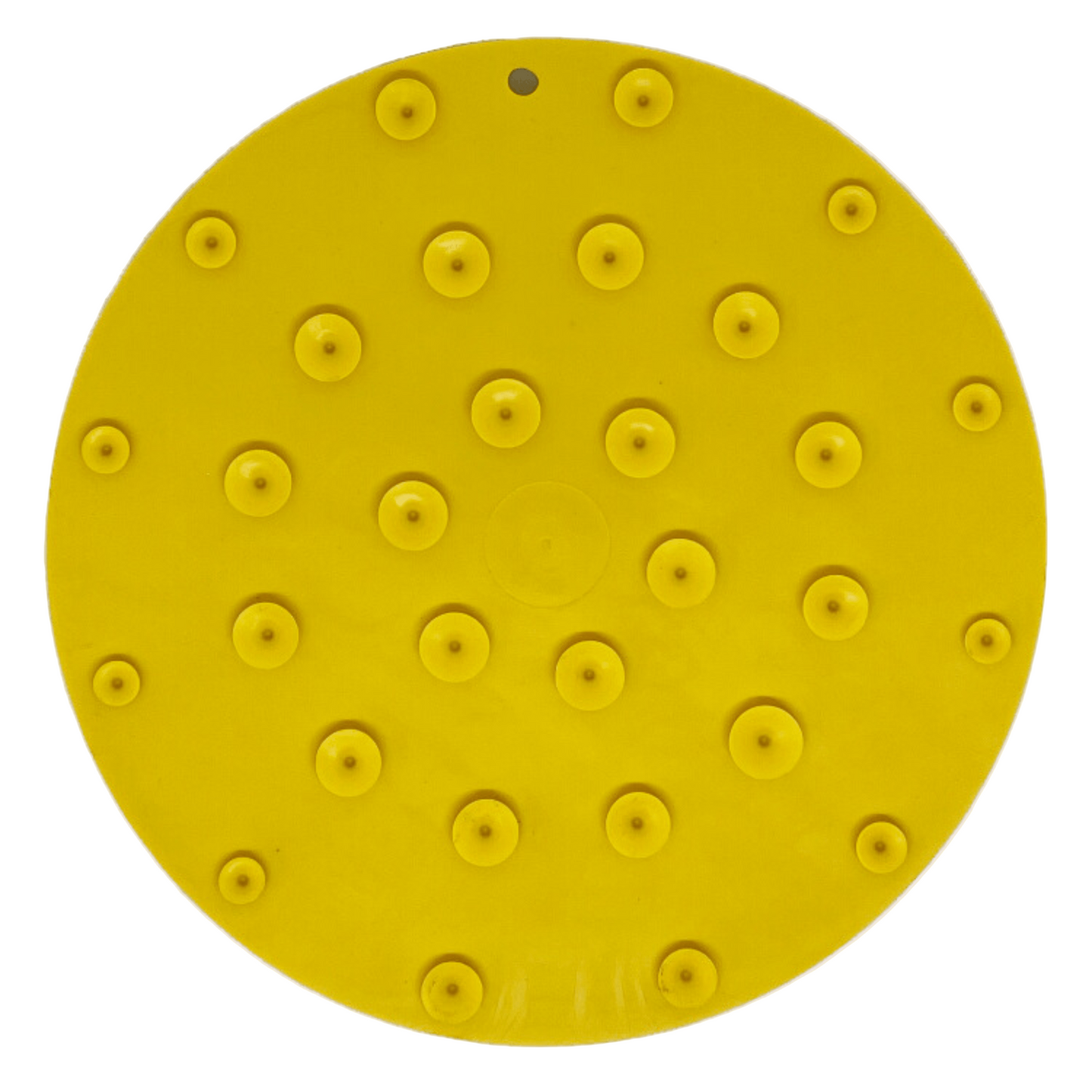 Yellow back of lick mat with suction cups on a white background