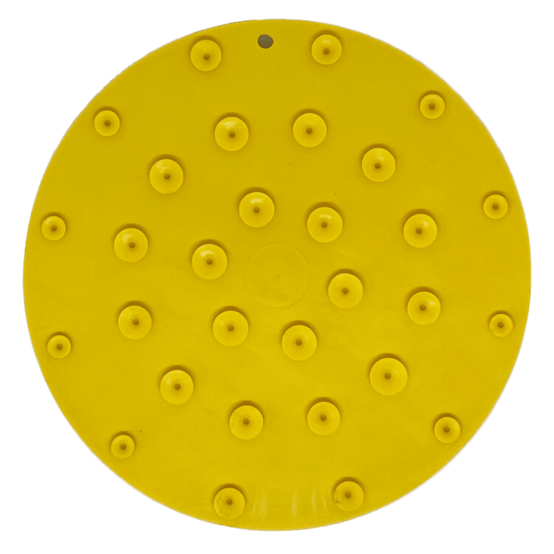 Yellow back of lick mat with suction cups on a white background