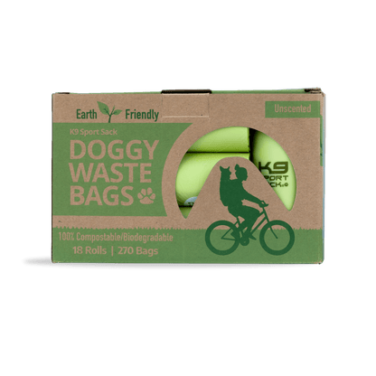 Box of doggy waste bags with a green background