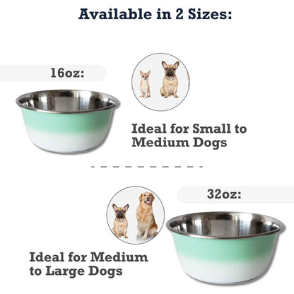 Deep Dog Bowl – Stainless Steel Bowl, Ideal for Small, Medium & Large Dogs – Mint Green