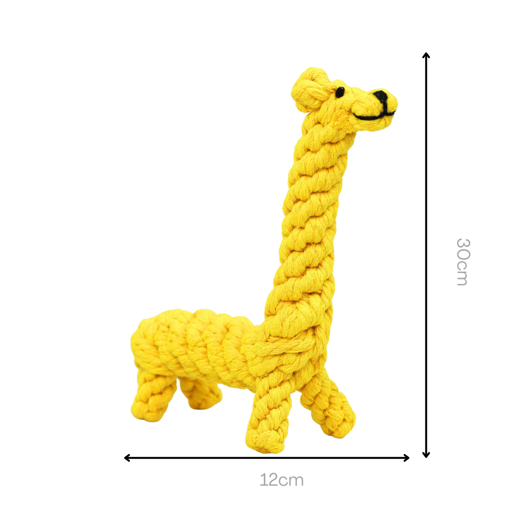 Joy the Giraffe Rope Dog Toy Size