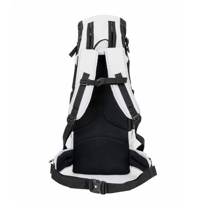 Black and white backpack on a white background