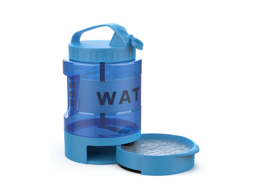 Large Dog Travel Water Bowl Dispenser Blue
