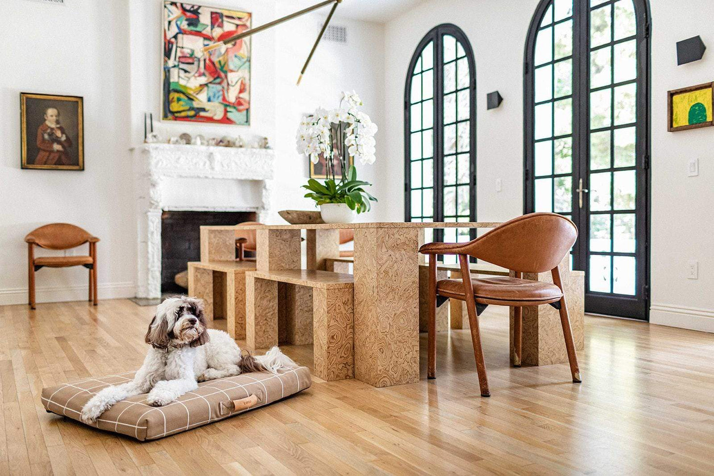 Lay Lo Tan Grid Dog Bed Dog