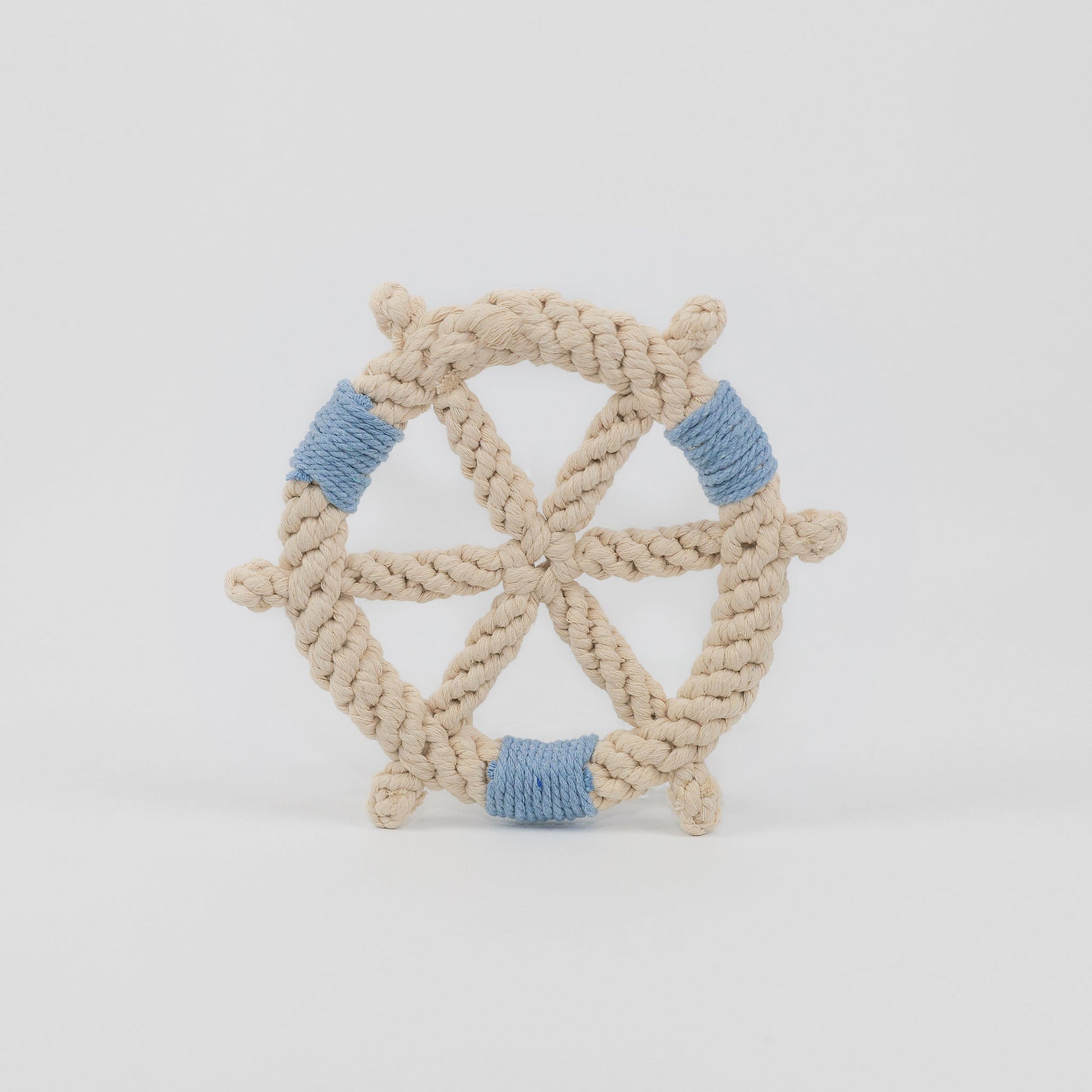 Nautical Rope Ship Wheel Dog Toy Blue