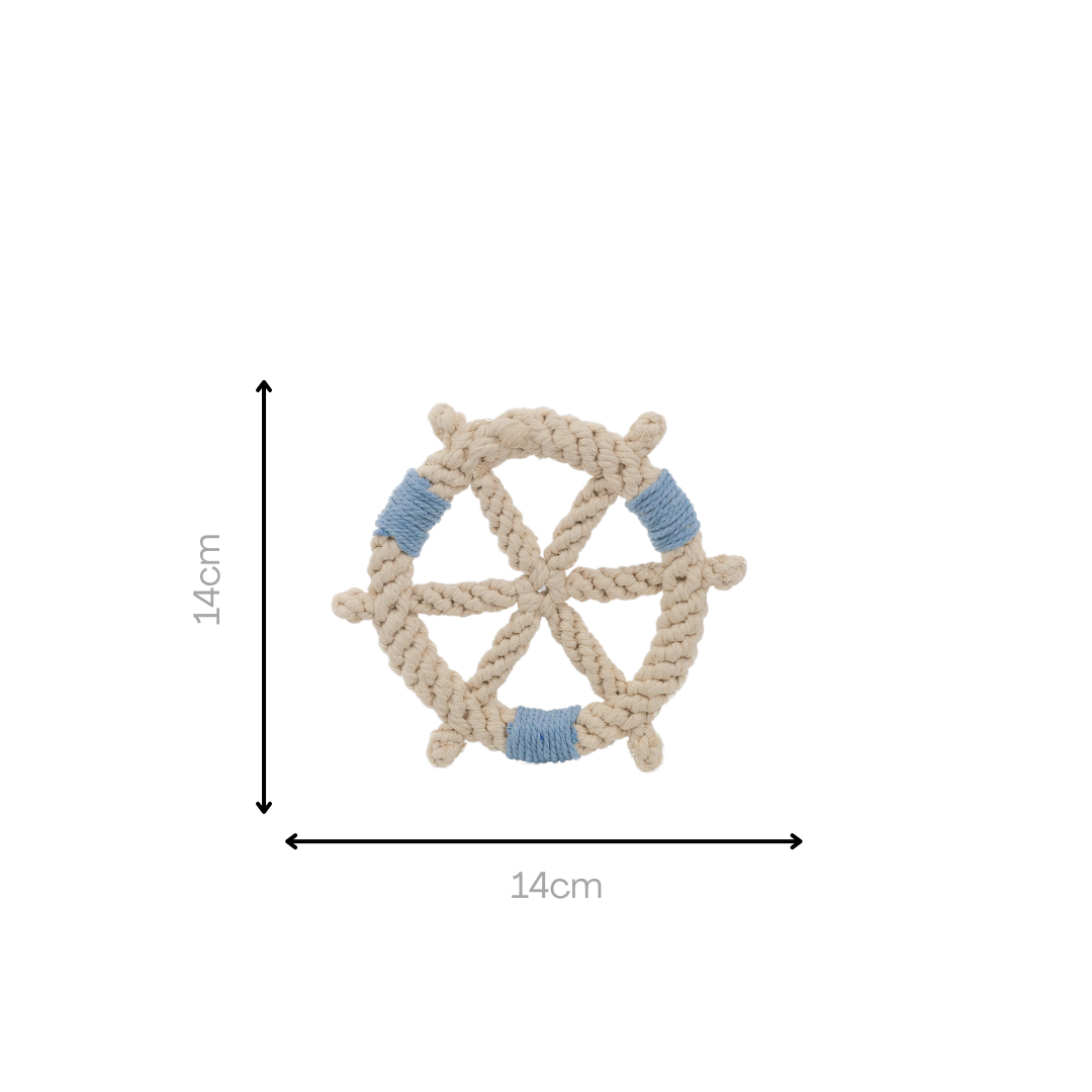 Nautical Rope Ship Wheel Dog Toy Size