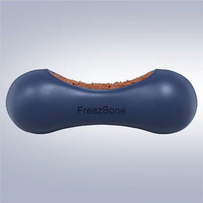 Blue FreezBone dog toy on a light gray background