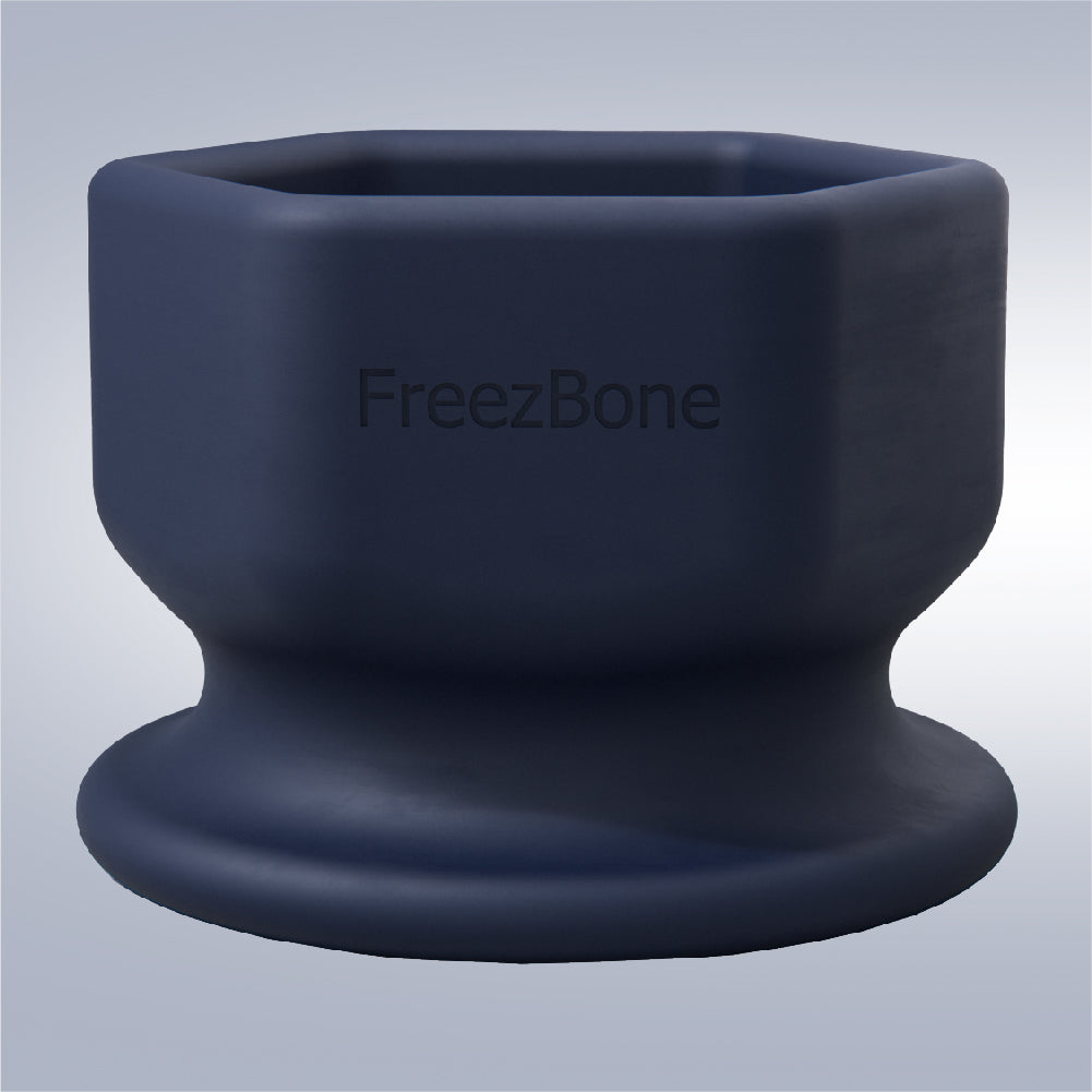 Black silicone product with 'FreezBone' branding on a light gray background