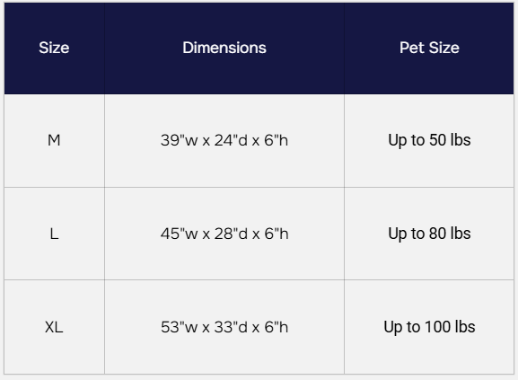 Oval Lounger Dog Bed Size Chart