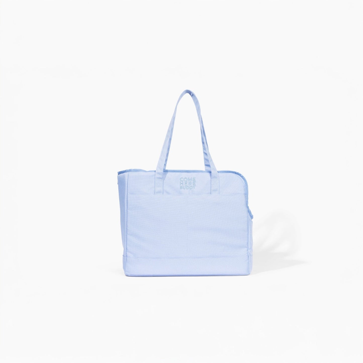 Light blue tote bag on a white background