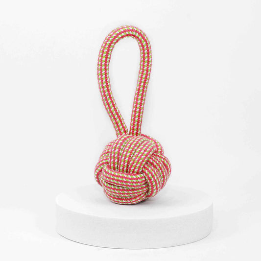 Pink and Green Tug Rope Ball | Handmade| Sustainable | Loop