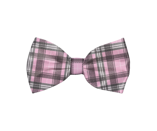 Plaid Pink Dog Bow Tie