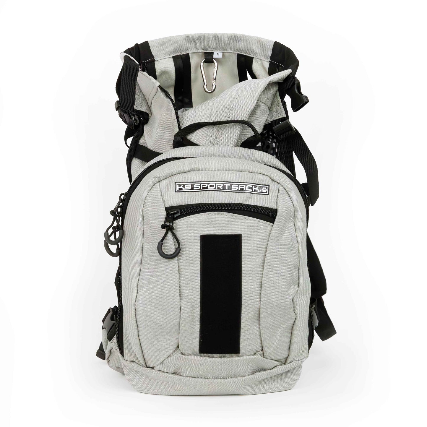 Gray and black backpack with mesh padding on a white background