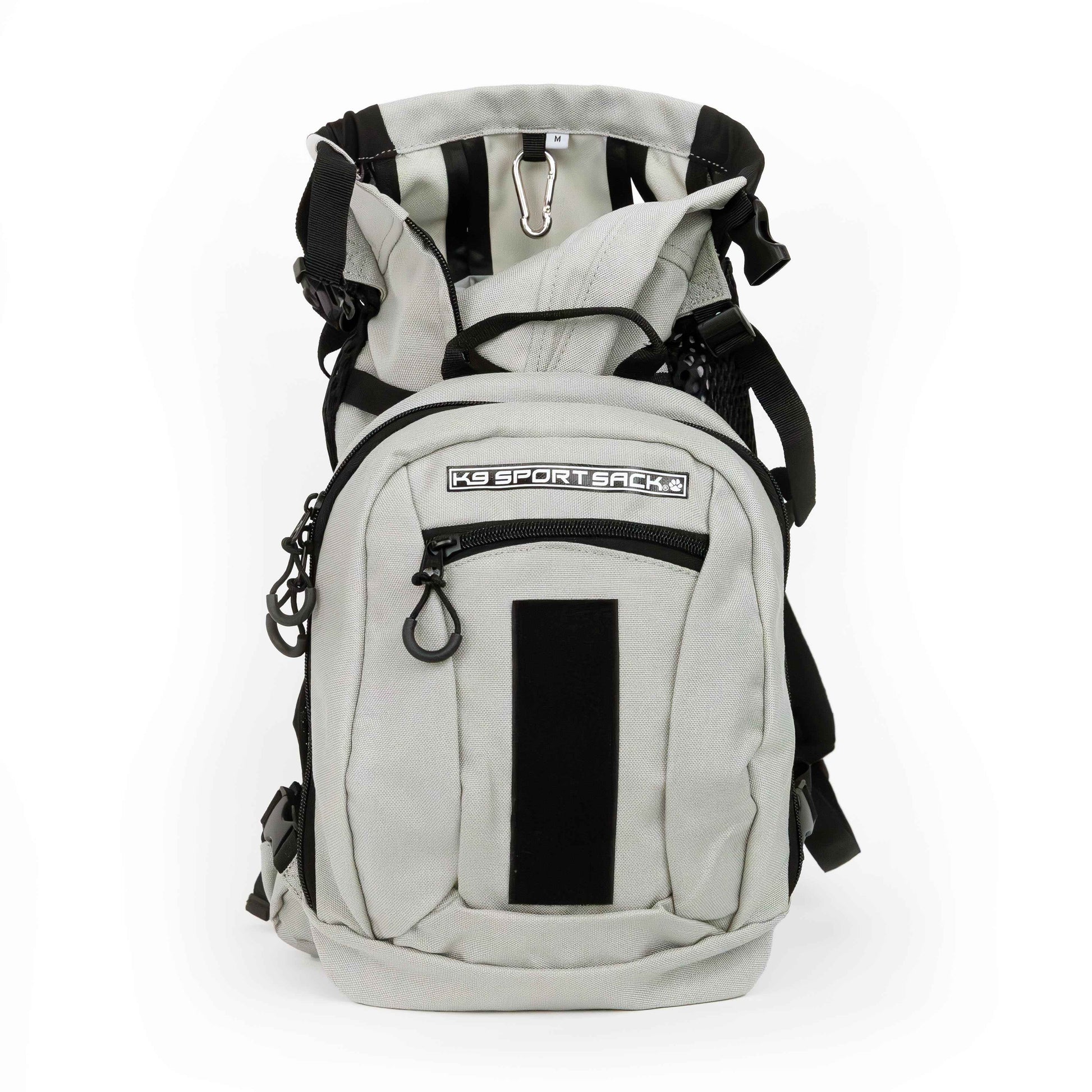 Gray and black backpack with mesh padding on a white background