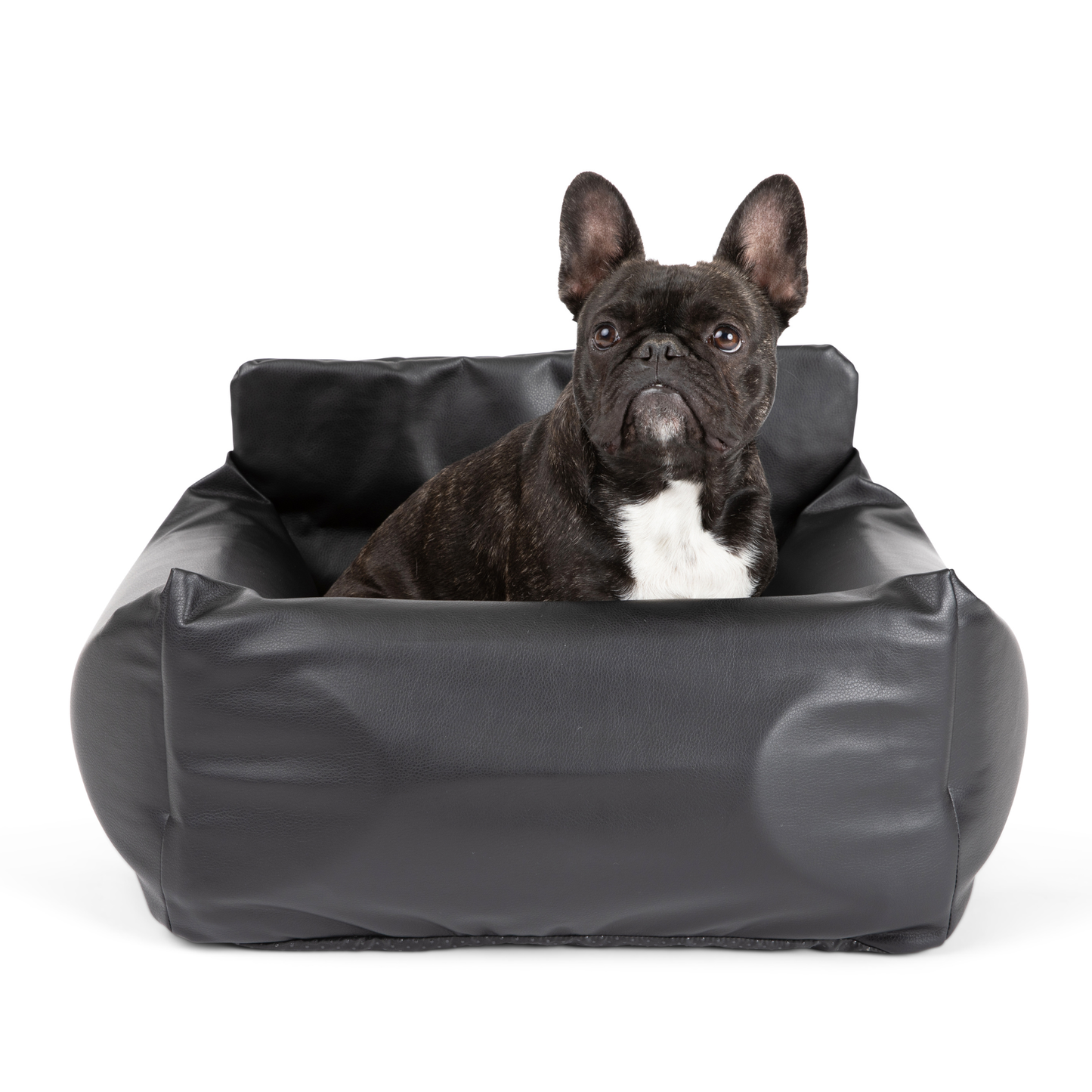 PupProtector™ Faux Leather Memory Foam Dog Car Bed in Black Dog