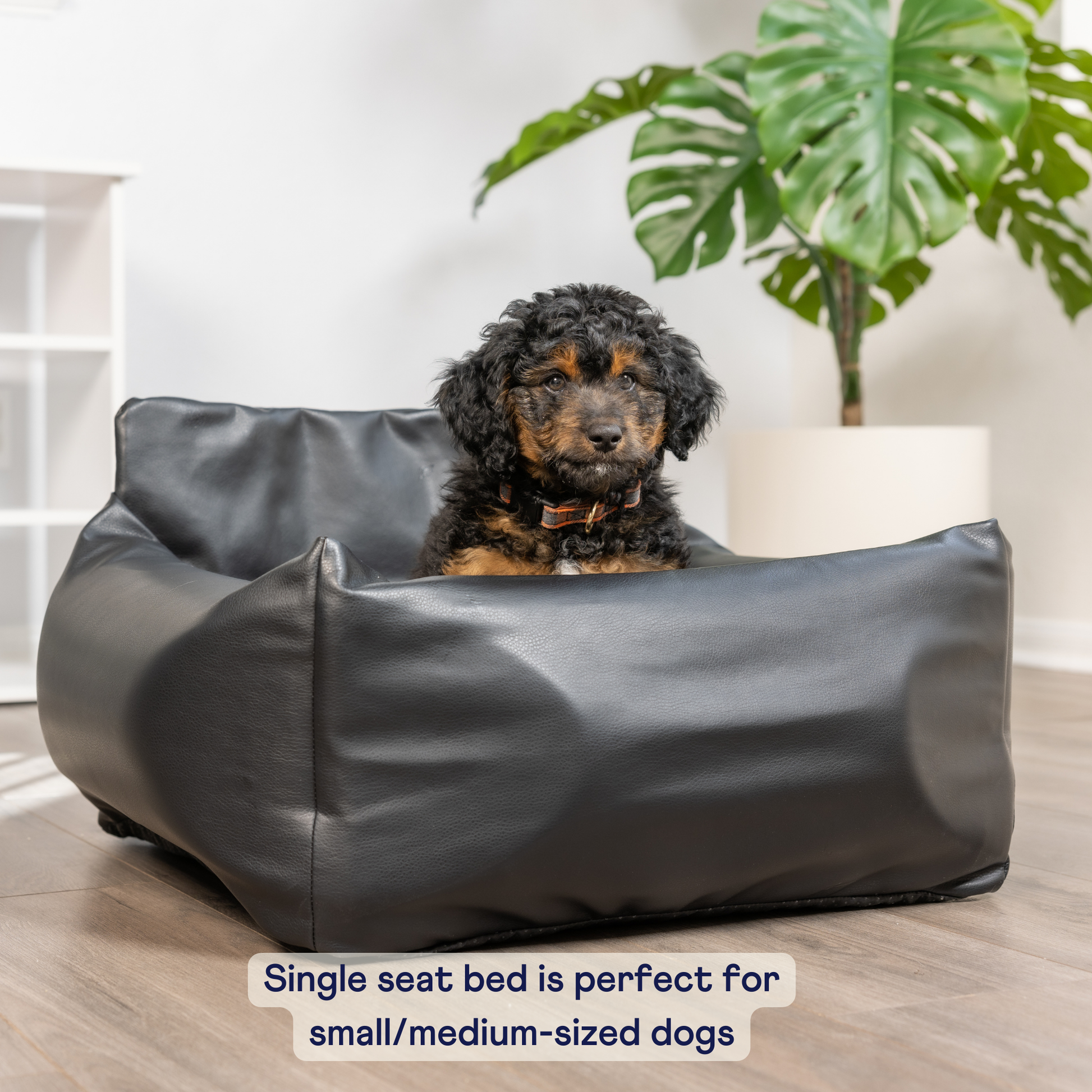 PupProtector™ Faux Leather Memory Foam Dog Car Bed in Black Single seat converts to travel bed